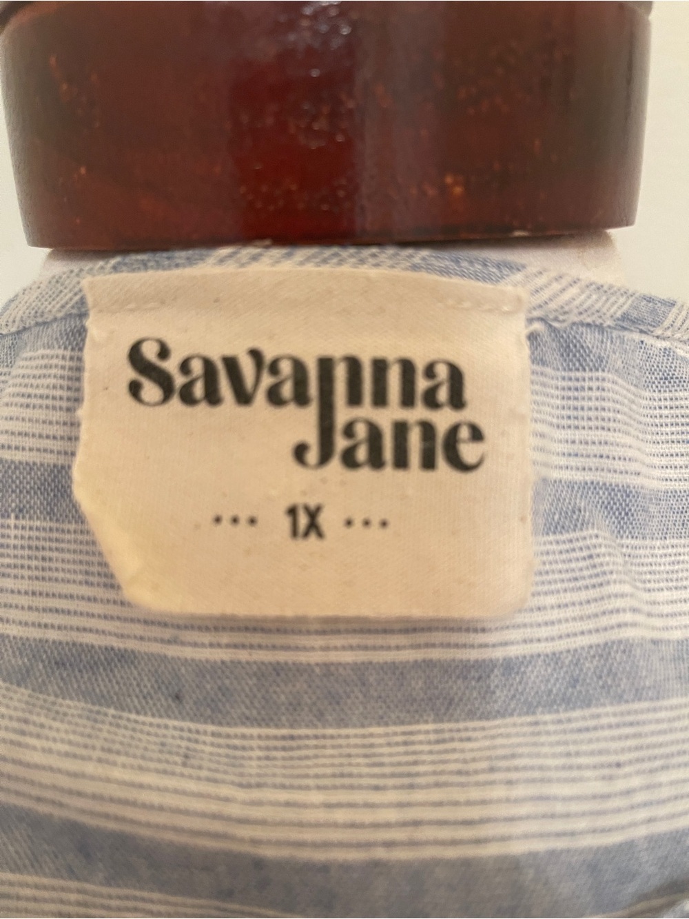 Savanna Jane Boho Embroidered Strip Blouse with Floral back. Size 1X - Picture 10 of 11